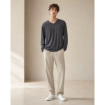 Ice silk drape feel round neck long sleeve T-shirt men loose thin senior sense